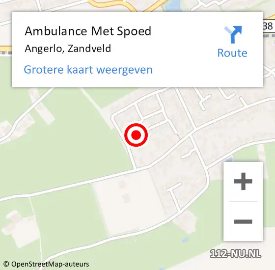 Locatie op kaart van de 112 melding: Ambulance Met Spoed Naar Angerlo, Zandveld op 7 september 2016 13:11