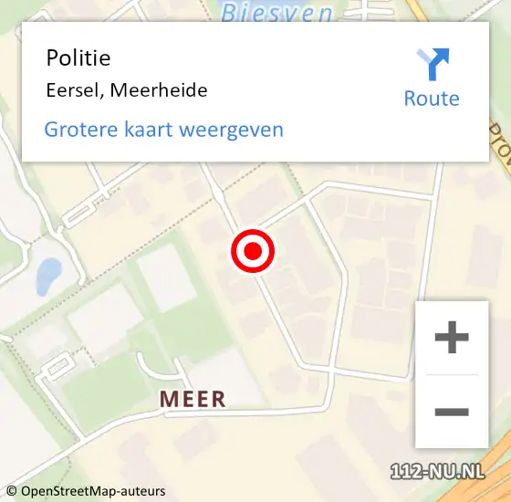 Locatie op kaart van de 112 melding: Politie Eersel, Meerheide op 7 september 2016 13:15