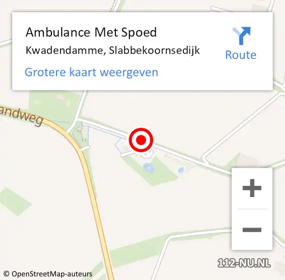 Locatie op kaart van de 112 melding: Ambulance Met Spoed Naar Kwadendamme, Slabbekoornsedijk op 7 september 2016 13:22