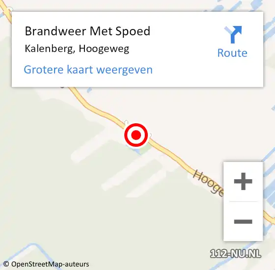 Locatie op kaart van de 112 melding: Brandweer Met Spoed Naar Kalenberg, Hoogeweg op 7 september 2016 14:15