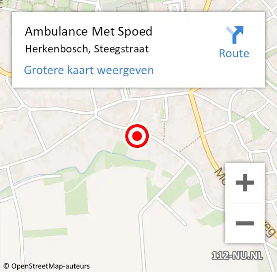 Locatie op kaart van de 112 melding: Ambulance Met Spoed Naar Herkenbosch, Steegstraat op 7 september 2016 14:46