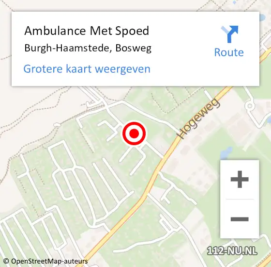 Locatie op kaart van de 112 melding: Ambulance Met Spoed Naar Burgh-Haamstede, Bosweg op 7 september 2016 14:47