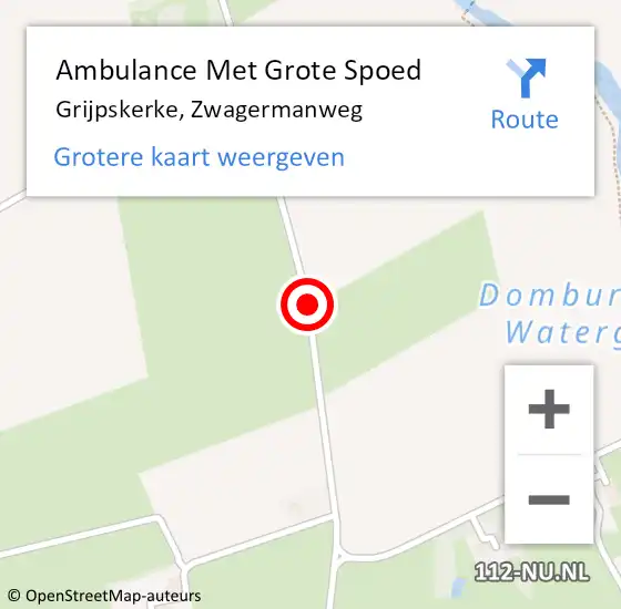 Locatie op kaart van de 112 melding: Ambulance Met Grote Spoed Naar Grijpskerke, Zwagermanweg op 26 december 2013 13:53