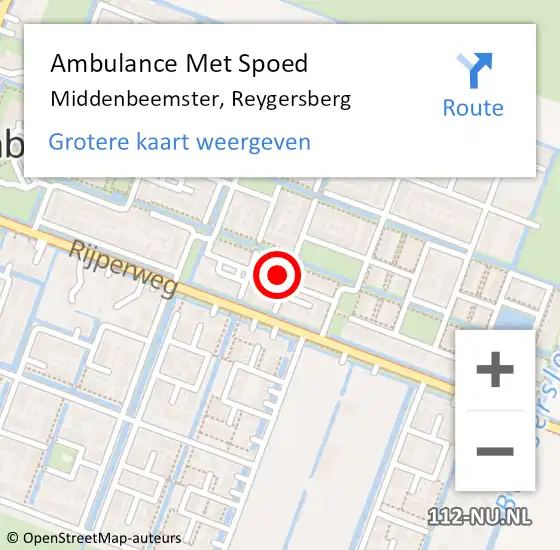 Locatie op kaart van de 112 melding: Ambulance Met Spoed Naar Middenbeemster, Reygersberg op 7 september 2016 15:10