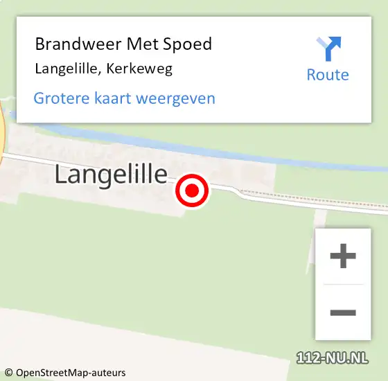 Locatie op kaart van de 112 melding: Brandweer Met Spoed Naar Langelille, Kerkeweg op 7 september 2016 16:13