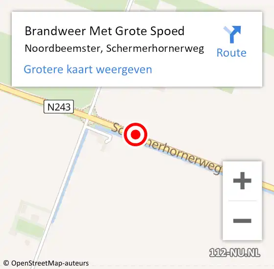 Locatie op kaart van de 112 melding: Brandweer Met Grote Spoed Naar Noordbeemster, Schermerhornerweg op 7 september 2016 16:38