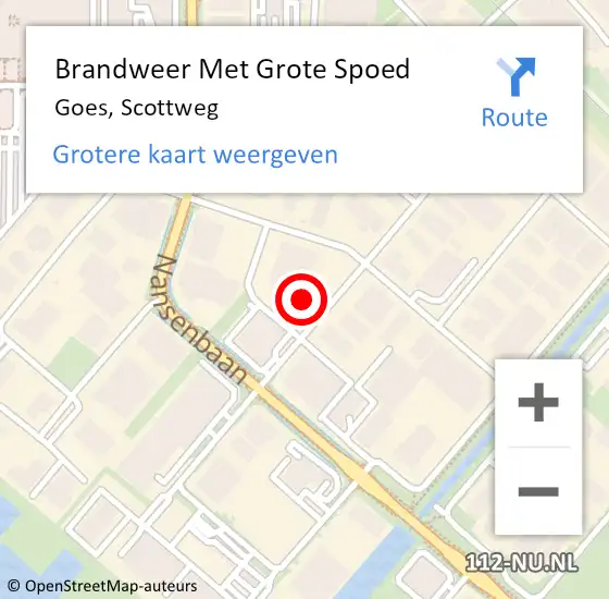 Locatie op kaart van de 112 melding: Brandweer Met Grote Spoed Naar Goes, Scottweg op 7 september 2016 16:43