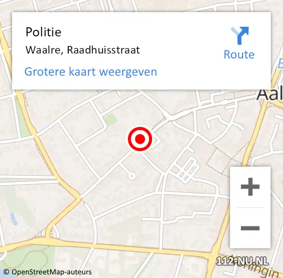 Locatie op kaart van de 112 melding: Politie Waalre, Raadhuisstraat op 7 september 2016 16:44