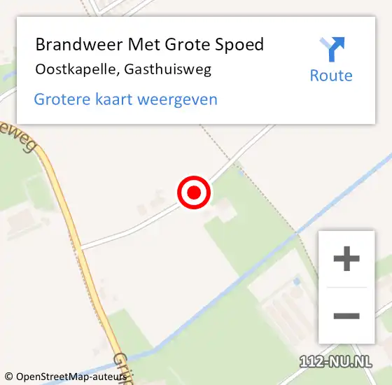 Locatie op kaart van de 112 melding: Brandweer Met Grote Spoed Naar Oostkapelle, Gasthuisweg op 7 september 2016 17:07