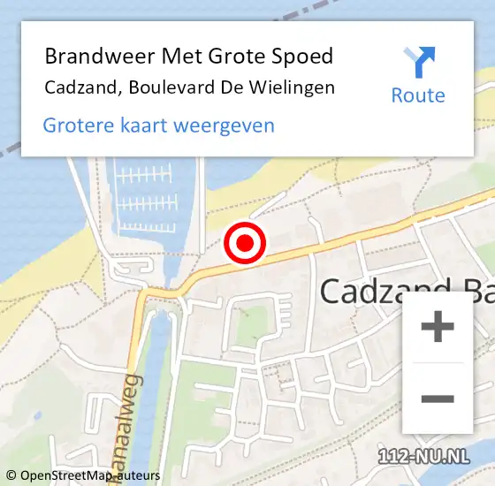 Locatie op kaart van de 112 melding: Brandweer Met Grote Spoed Naar Cadzand, Boulevard De Wielingen op 7 september 2016 17:15