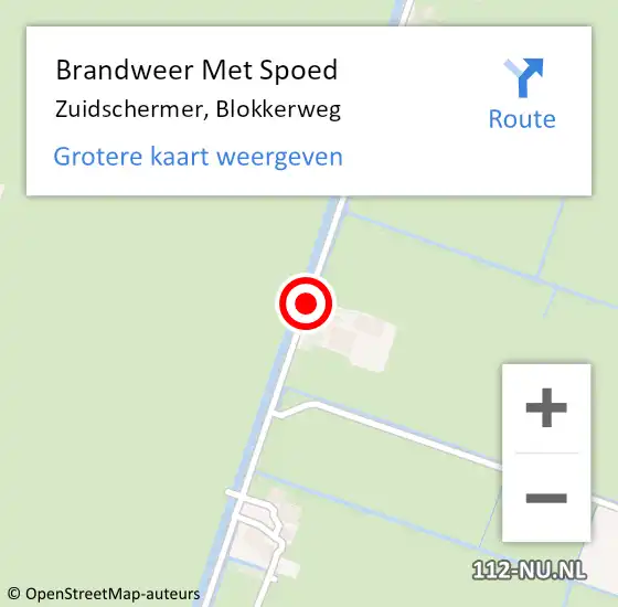 Locatie op kaart van de 112 melding: Brandweer Met Spoed Naar Zuidschermer, Blokkerweg op 7 september 2016 17:32