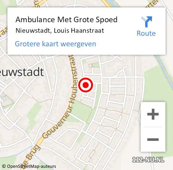 Locatie op kaart van de 112 melding: Ambulance Met Grote Spoed Naar Nieuwstadt, Louis Haanstraat op 26 december 2013 14:20