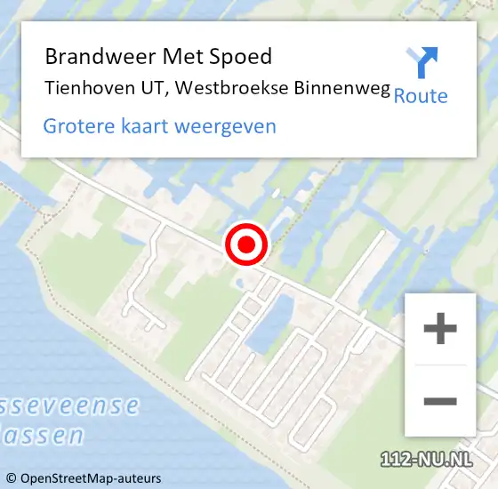 Locatie op kaart van de 112 melding: Brandweer Met Spoed Naar Tienhoven UT, Westbroekse Binnenweg op 7 september 2016 18:19