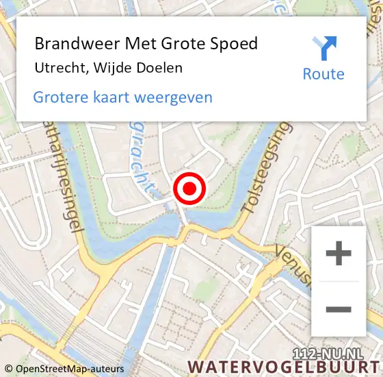 Locatie op kaart van de 112 melding: Brandweer Met Grote Spoed Naar Utrecht, Wijde Doelen op 7 september 2016 18:22