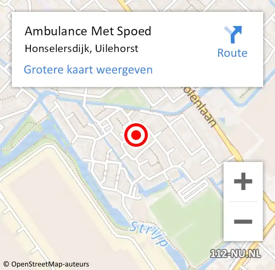 Locatie op kaart van de 112 melding: Ambulance Met Spoed Naar Honselersdijk, Uilehorst op 7 september 2016 18:37