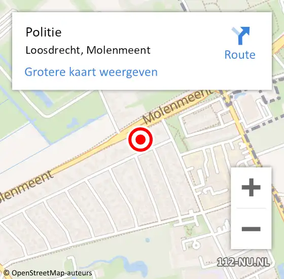 Locatie op kaart van de 112 melding: Politie Loosdrecht, Molenmeent op 7 september 2016 18:49