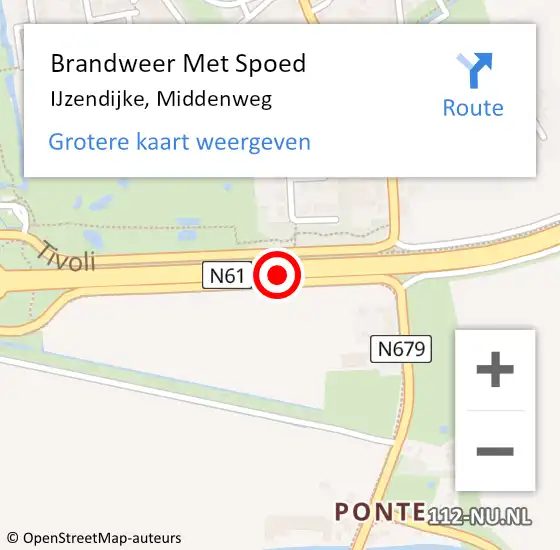 Locatie op kaart van de 112 melding: Brandweer Met Spoed Naar IJzendijke, Middenweg op 7 september 2016 19:24