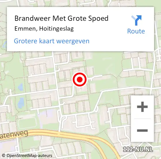 Locatie op kaart van de 112 melding: Brandweer Met Grote Spoed Naar Emmen, Hoitingeslag op 7 september 2016 20:06