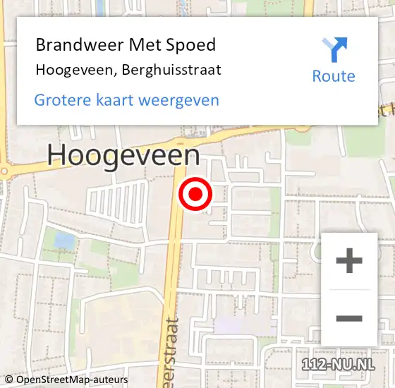 Locatie op kaart van de 112 melding: Brandweer Met Spoed Naar Hoogeveen, Berghuisstraat op 7 september 2016 20:09