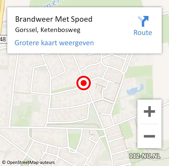 Locatie op kaart van de 112 melding: Brandweer Met Spoed Naar Gorssel, Ketenbosweg op 7 september 2016 20:34