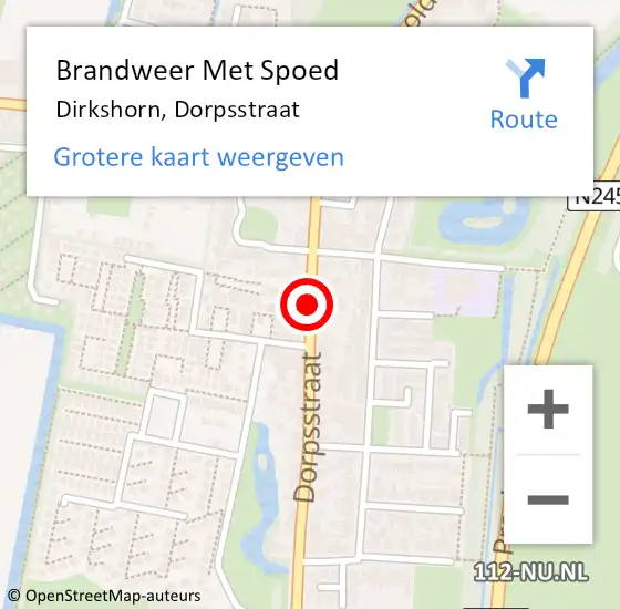 Locatie op kaart van de 112 melding: Brandweer Met Spoed Naar Dirkshorn, Dorpsstraat op 7 september 2016 21:04