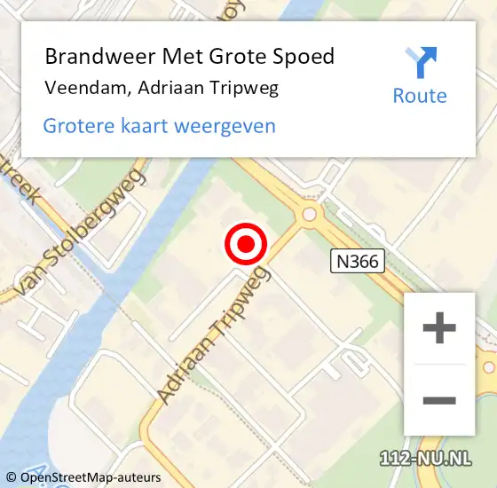 Locatie op kaart van de 112 melding: Brandweer Met Grote Spoed Naar Veendam, Adriaan Tripweg op 7 september 2016 22:52