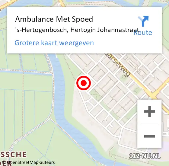 Locatie op kaart van de 112 melding: Ambulance Met Spoed Naar 's-Hertogenbosch, Hertogin Johannastraat op 8 september 2016 01:52