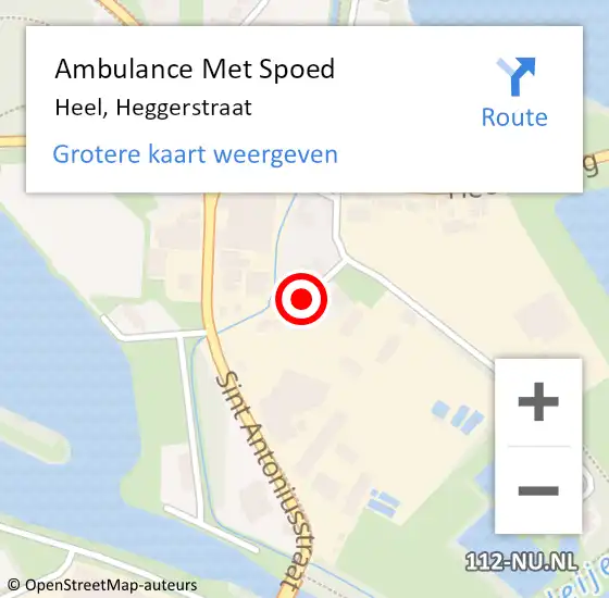 Locatie op kaart van de 112 melding: Ambulance Met Spoed Naar Heel, Heggerstraat op 8 september 2016 02:28