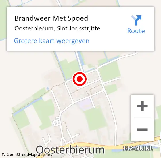 Locatie op kaart van de 112 melding: Brandweer Met Spoed Naar Oosterbierum, Sint Jorisstrjitte op 8 september 2016 08:10