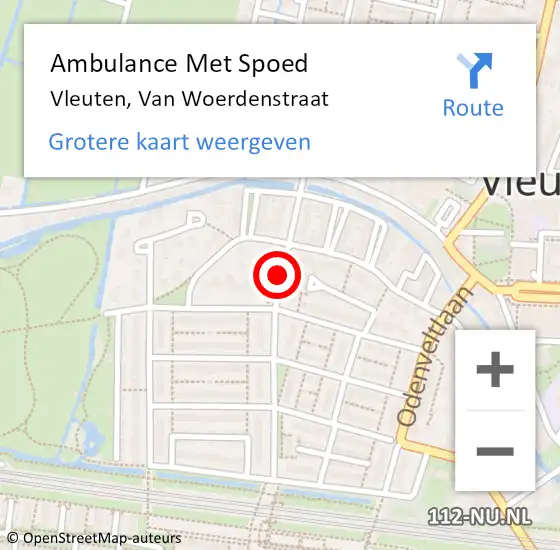 Locatie op kaart van de 112 melding: Ambulance Met Spoed Naar Vleuten, Van Woerdenstraat op 8 september 2016 08:26