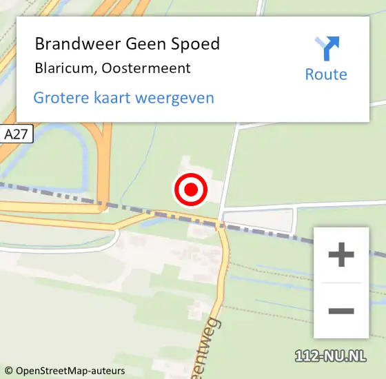 Locatie op kaart van de 112 melding: Brandweer Geen Spoed Naar Blaricum, Oostermeent op 8 september 2016 08:43