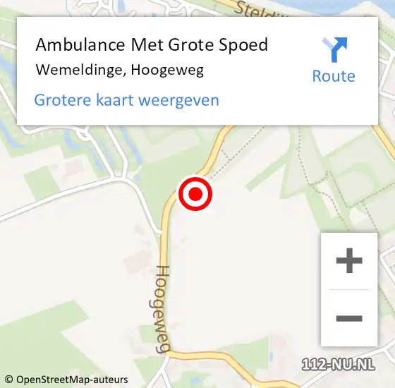 Locatie op kaart van de 112 melding: Ambulance Met Grote Spoed Naar Wemeldinge, Hoogeweg op 8 september 2016 08:45