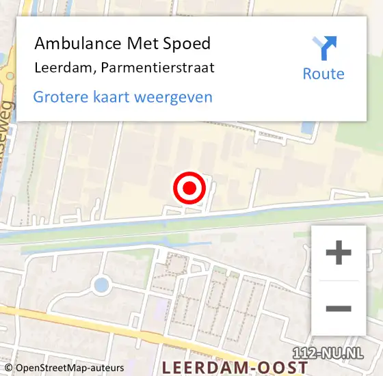 Locatie op kaart van de 112 melding: Ambulance Met Spoed Naar Leerdam, Parmentierstraat op 8 september 2016 08:51