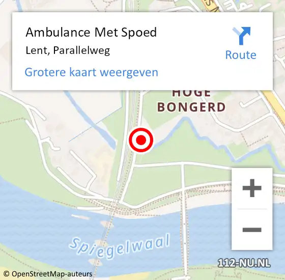 Locatie op kaart van de 112 melding: Ambulance Met Spoed Naar Lent, Parallelweg op 26 december 2013 15:30