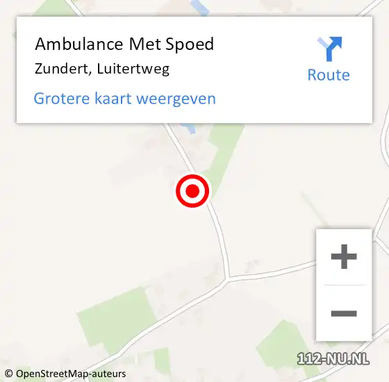 Locatie op kaart van de 112 melding: Ambulance Met Spoed Naar Zundert, Luitertweg op 8 september 2016 10:14
