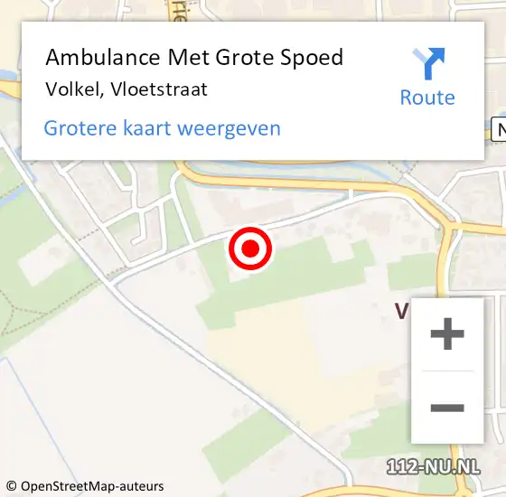 Locatie op kaart van de 112 melding: Ambulance Met Grote Spoed Naar Volkel, Vloetstraat op 8 september 2016 10:15