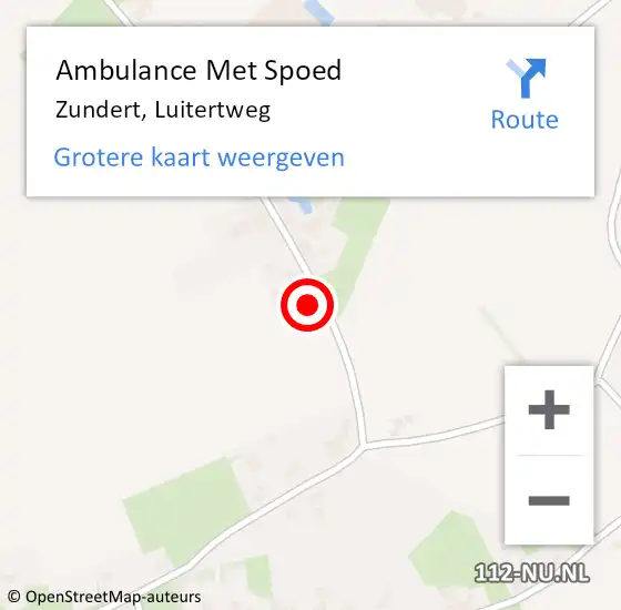 Locatie op kaart van de 112 melding: Ambulance Met Spoed Naar Zundert, Luitertweg op 8 september 2016 10:24