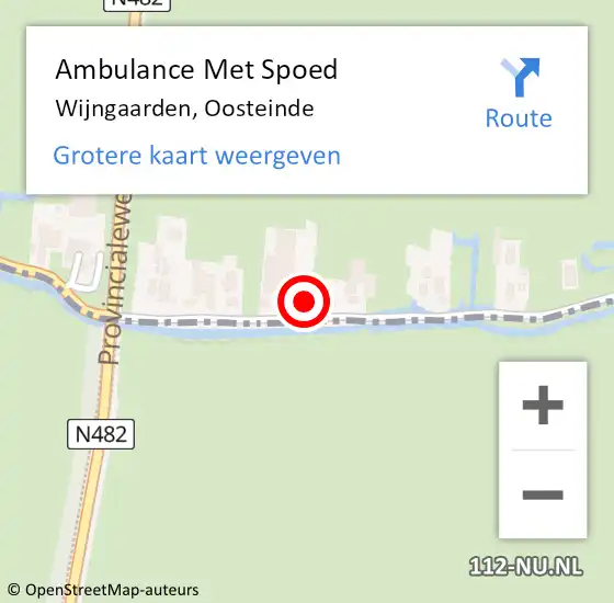 Locatie op kaart van de 112 melding: Ambulance Met Spoed Naar Wijngaarden, Oosteinde op 8 september 2016 10:27