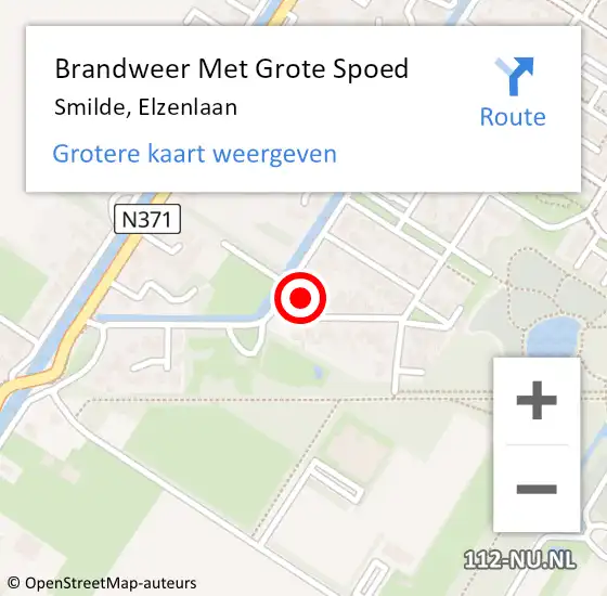 Locatie op kaart van de 112 melding: Brandweer Met Grote Spoed Naar Smilde, Elzenlaan op 8 september 2016 10:58