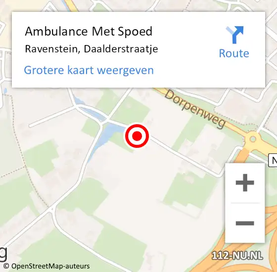 Locatie op kaart van de 112 melding: Ambulance Met Spoed Naar Ravenstein, Daalderstraatje op 8 september 2016 11:12