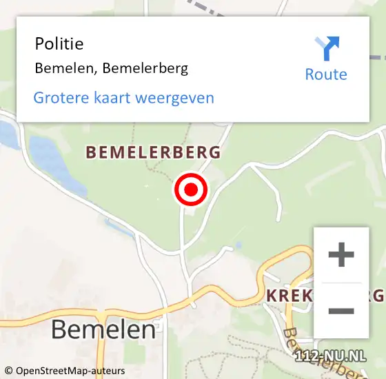 Locatie op kaart van de 112 melding: Politie Bemelen, Bemelerberg op 8 september 2016 11:50