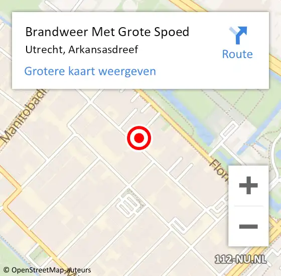 Locatie op kaart van de 112 melding: Brandweer Met Grote Spoed Naar Utrecht, Arkansasdreef op 8 september 2016 12:01