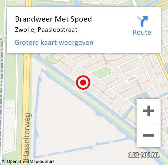 Locatie op kaart van de 112 melding: Brandweer Met Spoed Naar Zwolle, Paasloostraat op 8 september 2016 12:42