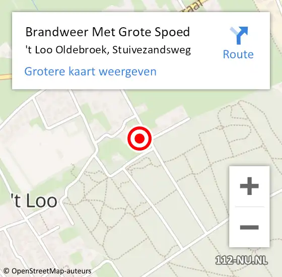 Locatie op kaart van de 112 melding: Brandweer Met Grote Spoed Naar 't Loo Oldebroek, Stuivezandsweg op 8 september 2016 13:56