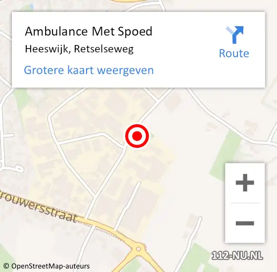 Locatie op kaart van de 112 melding: Ambulance Met Spoed Naar Heeswijk, Retselseweg op 8 september 2016 14:07