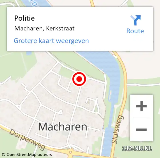 Locatie op kaart van de 112 melding: Politie Macharen, Kerkstraat op 8 september 2016 14:30