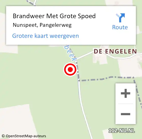 Locatie op kaart van de 112 melding: Brandweer Met Grote Spoed Naar Nunspeet, Pangelerweg op 8 september 2016 14:31