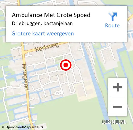 Locatie op kaart van de 112 melding: Ambulance Met Grote Spoed Naar Driebruggen, Kastanjelaan op 26 december 2013 16:17