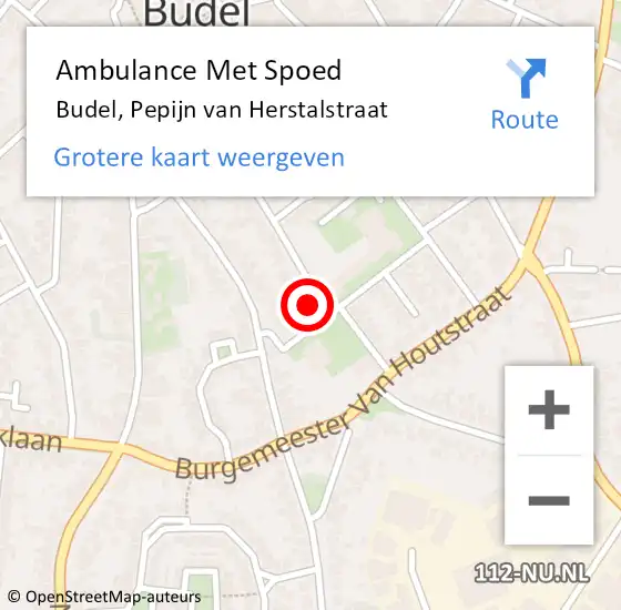 Locatie op kaart van de 112 melding: Ambulance Met Spoed Naar Budel, Pepijn van Herstalstraat op 8 september 2016 15:09