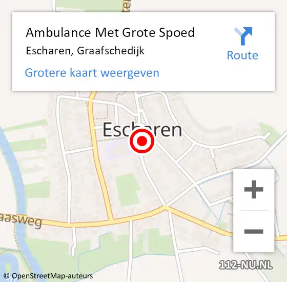 Locatie op kaart van de 112 melding: Ambulance Met Grote Spoed Naar Escharen, Graafschedijk op 8 september 2016 15:51